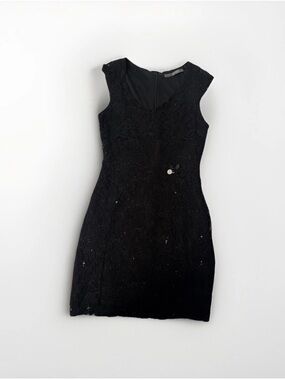 Guess Black Lace Mini Dress with Cap Sleeves
